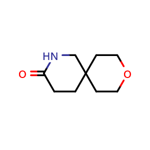 Chemical structure of 9-oxa-2-azaspiro[5.5]undecan-3-one , CAS 1599169-82-0, AChemBlock AD246161