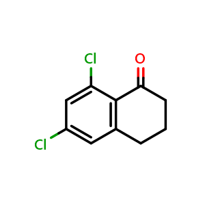Chemical structure of 6,8-dichloro-1,2,3,4-tetrahydronaphthalen-1-one , CAS 1260017-53-5, AChemBlock AD246167