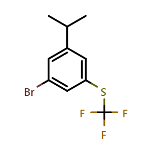Chemical structure of 1-bromo-3-(propan-2-yl)-5-[(trifluoromethyl)sulfanyl]benzene , CAS 2938997-27-2, AChemBlock AD246177