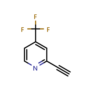 Chemical structure of 2-ethynyl-4-(trifluoromethyl)pyridine , CAS 512197-90-9, AChemBlock AD246179