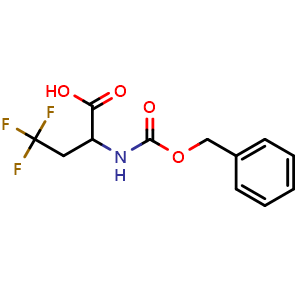 Chemical structure of 2-{[(benzyloxy)carbonyl]amino}-4,4,4-trifluorobutanoic acid , CAS 287210-85-9, AChemBlock AD246183