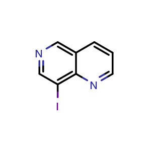 Chemical structure of 8-Iodo-1,6-naphthyridine , CAS 2384974-26-7, AChemBlock AD246211