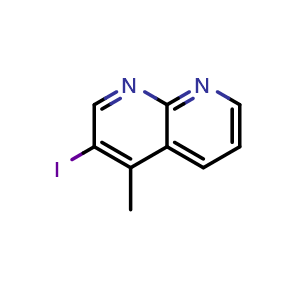Chemical structure of 3-iodo-4-methyl-1,8-naphthyridine , CAS 2472671-95-5, AChemBlock AD246212
