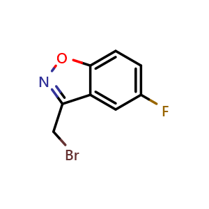 Chemical structure of 3-(bromomethyl)-5-fluorobenzo[d]isoxazole , CAS 63167-28-2, AChemBlock AD246213