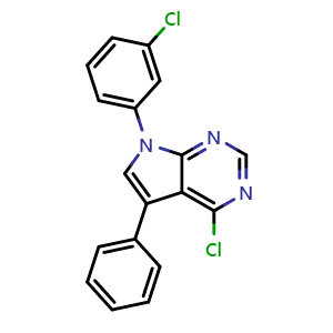 Chemical structure of 4-chloro-7-(3-chlorophenyl)-5-phenyl-7H-pyrrolo[2,3-d]pyrimidine , CAS 890091-44-8, AChemBlock AD246233