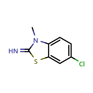 Chemical structure of 6-chloro-3-methyl-2,3-dihydro-1,3-benzothiazol-2-imine , CAS 58199-49-8, AChemBlock AD246238