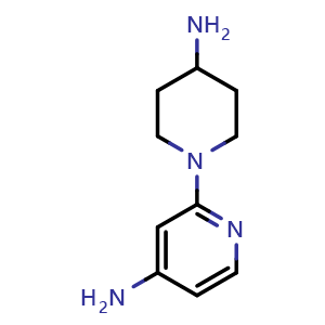 Chemical structure of 2-(4-aminopiperidin-1-yl)pyridin-4-amine , CAS 1934924-19-2, AChemBlock AD246245