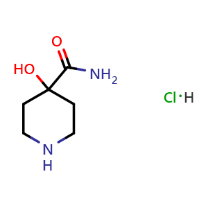 Chemical structure of 4-hydroxypiperidine-4-carboxamide hydrochloride , CAS 240400-87-7, AChemBlock AD246254