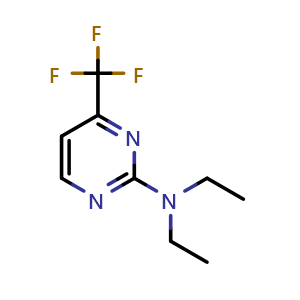 Chemical structure of N,N-diethyl-4-(trifluoromethyl)pyrimidin-2-amine , CAS 1872078-47-1, AChemBlock AD246259