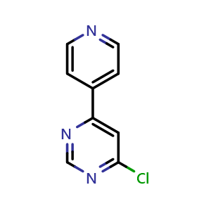 Chemical structure of 4-chloro-6-pyridin-4-ylpyrimidine , CAS 954232-36-1, AChemBlock AD246274