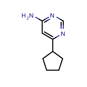 Chemical structure of 6-cyclopentylpyrimidin-4-amine , CAS 1159819-92-7, AChemBlock AD246281
