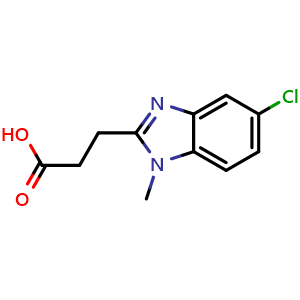 Chemical structure of 3-(5-chloro-1-methyl-1H-benzo[d]imidazol-2-yl)propanoic acid , CAS 156213-02-4, AChemBlock AD246283