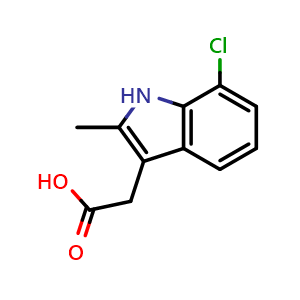 Chemical structure of (7-Chloro-2-methyl-1H-indol-3-yl)-acetic acid , CAS 25177-74-6, AChemBlock AD246285