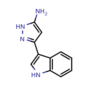 Chemical structure of 3-(1H-indol-3-yl)-1H-pyrazol-5-amine , CAS 1040724-73-9, AChemBlock AD246292
