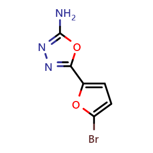 Chemical structure of 5-(5-bromo-2-furyl)-1,3,4-oxadiazol-2-amine , CAS 1016711-67-3, AChemBlock AD246304