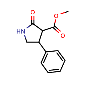 Chemical structure of methyl 2-oxo-4-phenylpyrrolidine-3-carboxylate , CAS 55790-17-5, AChemBlock AD246306