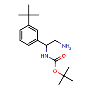 Chemical structure of tert-Butyl N-[2-amino-1-(3-tert-butylphenyl)ethyl]carbamate , CAS 2228658-97-5, AChemBlock AD246312