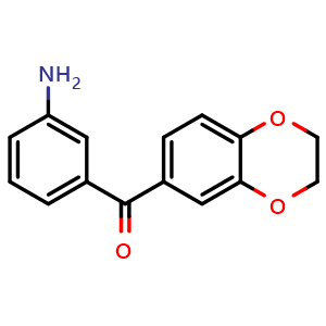 Chemical structure of (3-aminophenyl)(2,3-dihydro-1,4-benzodioxin-6-yl)methanone , CAS 1177220-28-8, AChemBlock AD246313
