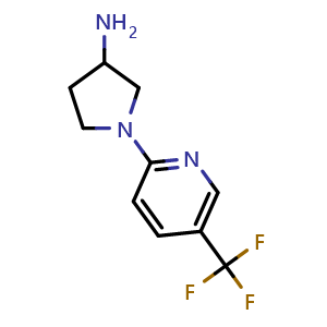 Chemical structure of 1-(5-(trifluoromethyl)pyridin-2-yl)pyrrolidin-3-amine , CAS 1242850-54-9, AChemBlock AD246326