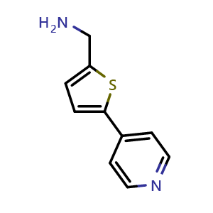 Chemical structure of (5-(pyridin-4-yl)thiophen-2-yl)methanamine , CAS 937795-98-7, AChemBlock AD246327