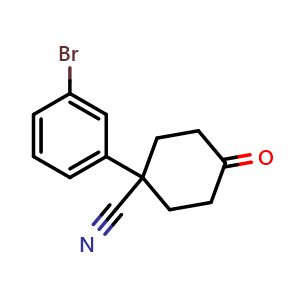 Chemical structure of 1-(3-Bomophenyl)-4-oxocyclohexanecarbonitrile , CAS 1202006-92-5, AChemBlock AD246395