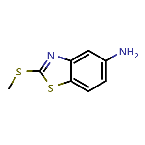 Chemical structure of 2-(methylsulfanyl)-1,3-benzothiazol-5-amine , CAS 56813-48-0, AChemBlock AD246408