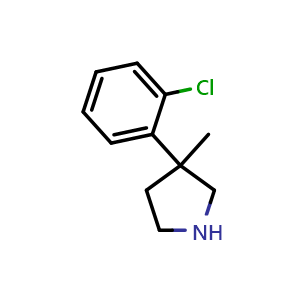 Chemical structure of 3-(2-chlorophenyl)-3-methylpyrrolidine , CAS 1250844-37-1, AChemBlock AD246418