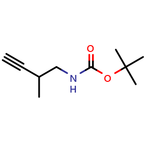 Chemical structure of tert-Butyl N-(2-methylbut-3-yn-1-yl)carbamate , CAS 1878882-69-9, AChemBlock AD246419