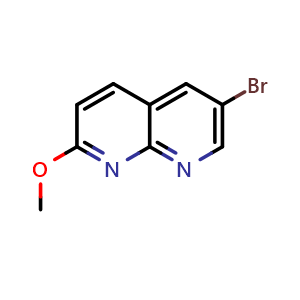 Chemical structure of 6-bromo-2-methoxy-1,8-naphthyridine , CAS 1246554-28-8, AChemBlock AD246429