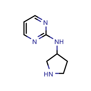 Chemical structure of N-(Pyrrolidin-3-yl)pyrimidin-2-amine , CAS 950664-36-5, AChemBlock AD246444