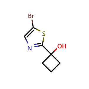 Chemical structure of 1-(5-bromothiazol-2-yl)cyclobutan-1-ol , CAS 1312534-98-7, AChemBlock AD246471