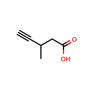 Chemical structure of 3-methylpent-4-ynoic acid , CAS 244211-89-0, AChemBlock AD246474