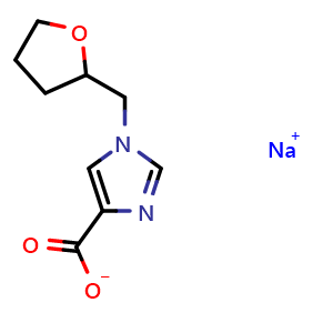 Chemical structure of sodium 1-[(oxolan-2-yl)methyl]-1H-imidazole-4-carboxylate , CAS 2097935-58-3, AChemBlock AD246483
