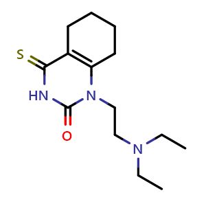 Chemical structure of 1-[2-(diethylamino)ethyl]-4-sulfanylidene-1,2,3,4,5,6,7,8-octahydroquinazolin-2-one , CAS 920250-50-6, AChemBlock AD246498