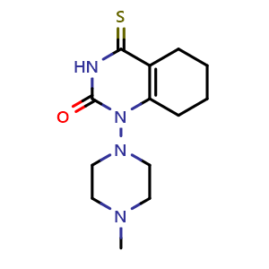 Chemical structure of 1-(4-methylpiperazin-1-yl)-4-sulfanylidene-1,2,3,4,5,6,7,8-octahydroquinazolin-2-one , CAS 920250-79-9, AChemBlock AD246500