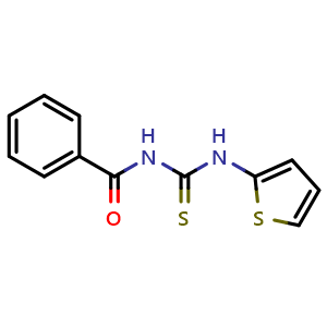 Chemical structure of N-(thiophen-2-ylcarbamothioyl)benzamide , CAS 66645-99-6, AChemBlock AD246515
