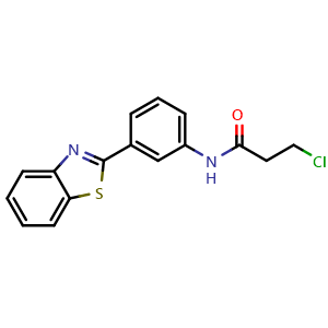 Chemical structure of N-(3-(benzo[d]thiazol-2-yl)phenyl)-3-chloropropanamide , CAS 885268-51-9, AChemBlock AD246522