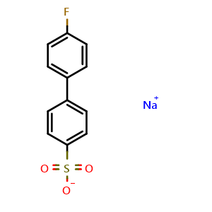 Chemical structure of sodium 4'-fluoro-[1,1'-biphenyl]-4-sulfonate , CAS 633314-20-2, AChemBlock AD246539
