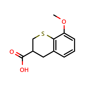 Chemical structure of 8-methoxythiochromane-3-carboxylic acid , CAS 100746-85-8, AChemBlock AD246543