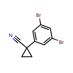 Chemical structure of 1-(3,5-dibromophenyl)cyclopropane-1-carbonitrile , CAS 1236193-08-0, AChemBlock AD246558