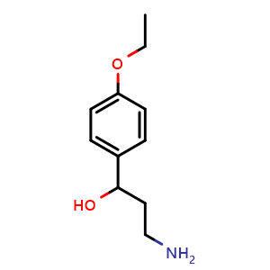 Chemical structure of 3-amino-1-(4-ethoxyphenyl)propan-1-ol , CAS 1216037-26-1, AChemBlock AD246581