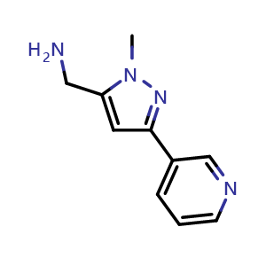 Chemical structure of (1-methyl-3-(pyridin-3-yl)-1H-pyrazol-5-yl)methanamine , CAS 1784324-56-6, AChemBlock AD246583