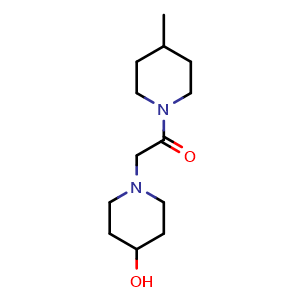 Chemical structure of 2-(4-hydroxypiperidin-1-yl)-1-(4-methylpiperidin-1-yl)ethan-1-one , CAS 1286753-75-0, AChemBlock AD246586