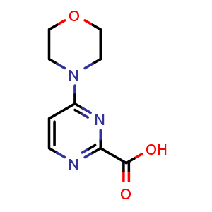 Chemical structure of 4-morpholinopyrimidine-2-carboxylic acid , CAS 1557920-92-9, AChemBlock AD246597
