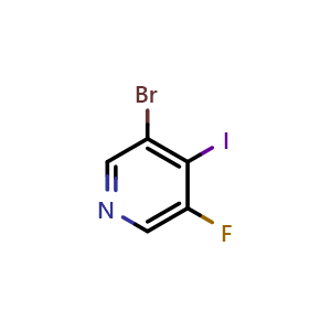 Chemical structure of 3-bromo-5-fluoro-4-iodopyridine , CAS 1349717-02-7, AChemBlock AD246607
