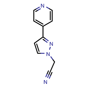 Chemical structure of 2-(3-(pyridin-4-yl)-1H-pyrazol-1-yl)acetonitrile , CAS 2095410-75-4, AChemBlock AD246624