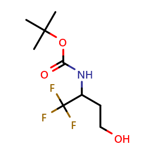 Chemical structure of tert-Butyl N-(1,1,1-trifluoro-4-hydroxybutan-2-yl)carbamate , CAS 1402429-03-1, AChemBlock AD246626