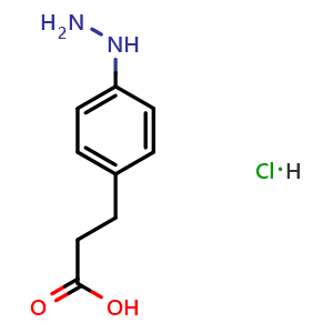 Chemical structure of 3-(4-hydrazinylphenyl)propanoic acid hydrochloride , CAS 105323-52-2, AChemBlock AD246629