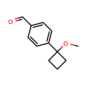 Chemical structure of 4-(1-methoxycyclobutyl)benzaldehyde , CAS 875306-31-3, AChemBlock AD246636