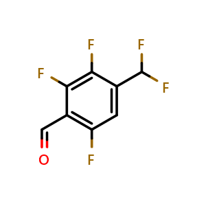 Chemical structure of 4-(difluoromethyl)-2,3,6-trifluorobenzaldehyde , CAS 2307552-74-3, AChemBlock AD246685